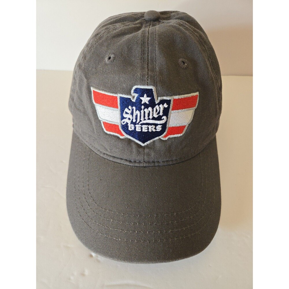 Shiner Beer Embroidered Texas Wings Logo Hat Dark Gray Distressed Dad Cap GUC